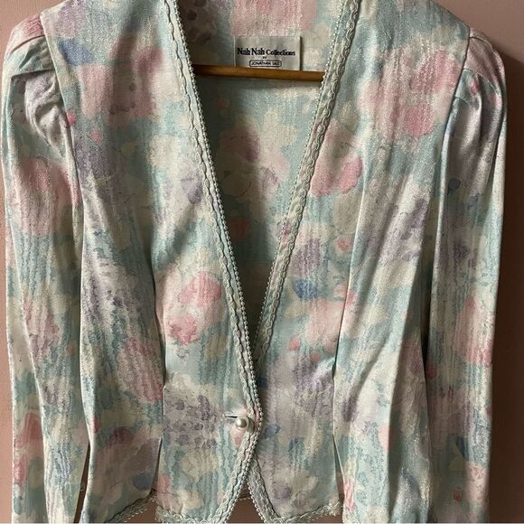 Vintage Nah Nah Collections Light Blue|Pink|Cream Floral Print Blazer EUC Sz. 8 - Picture 11 of 11